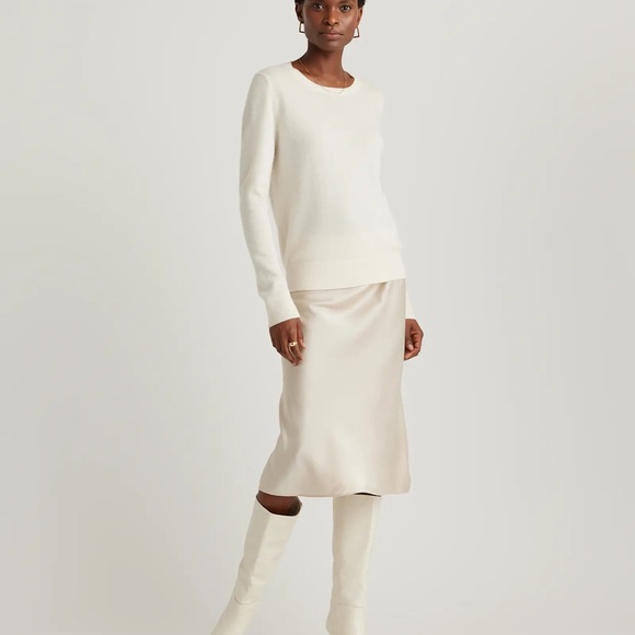 Quince Washable Silk Champagne Midi Skirt - XS - With Tags - Picture 1 of 6